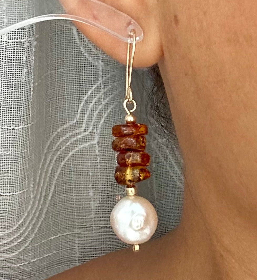 Dainty earrings for women's 2 1/4 inches length, gold filled components and ear hook, non allergic, guarantee!