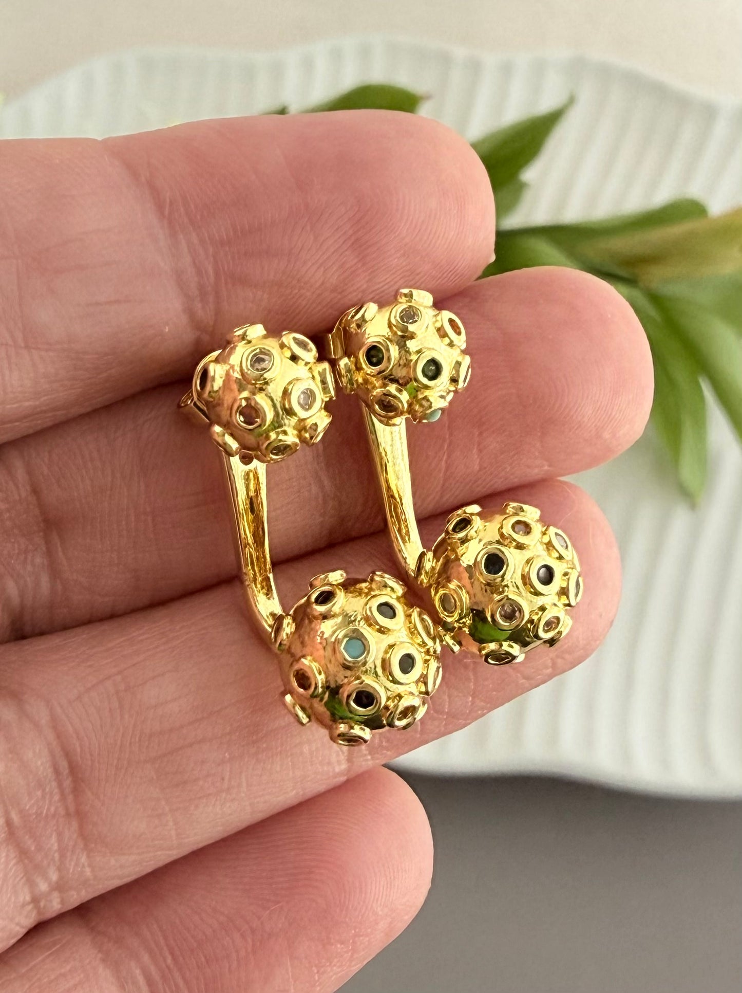 Double Ball Stud Earrings
