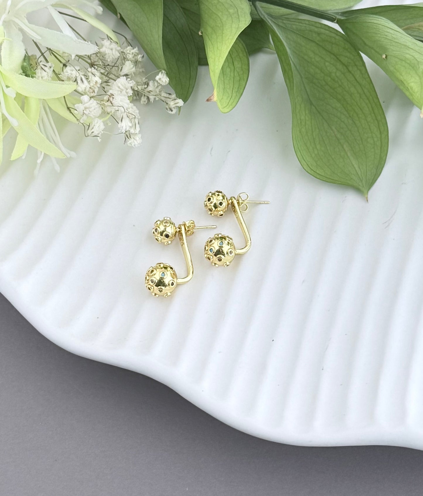 Double Ball Stud Earrings