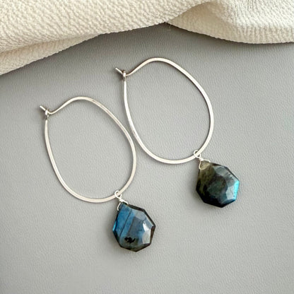 Labradorite diamond pear Earrings