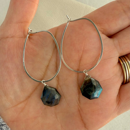 Labradorite diamond pear Earrings