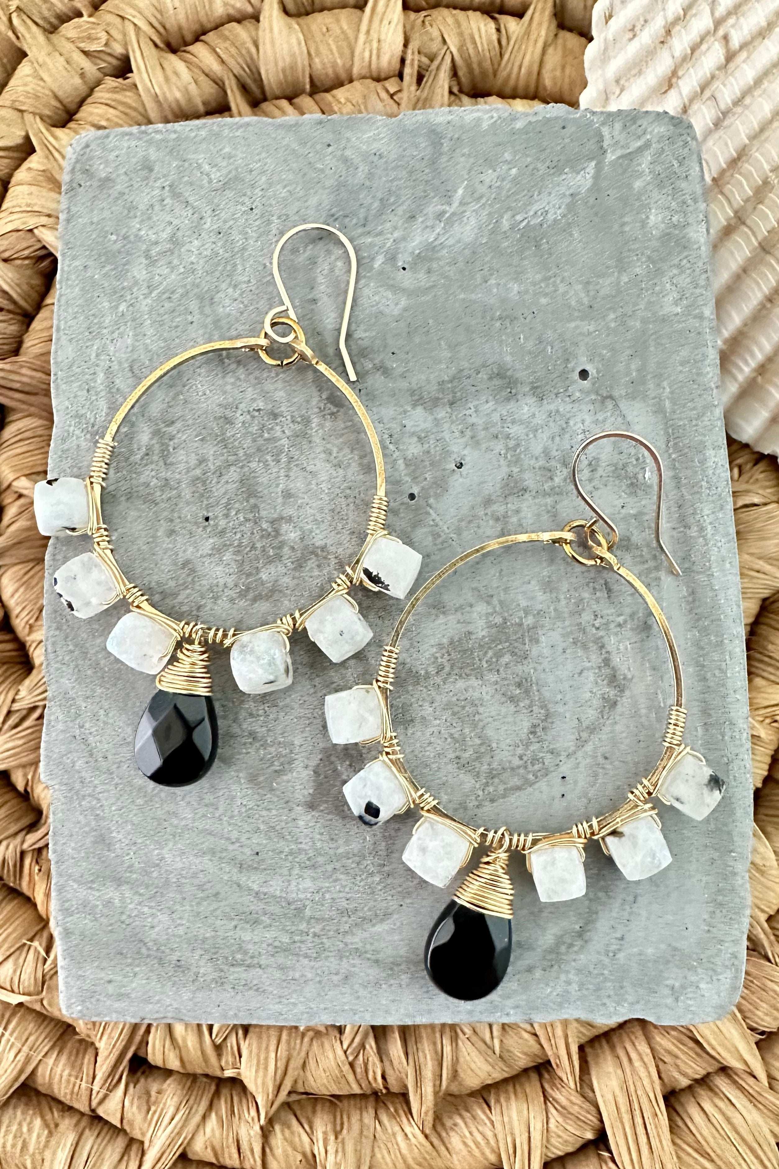 Gold-filled Onyx deals Chandelier Earrings Handmade by Bonet Jewelry