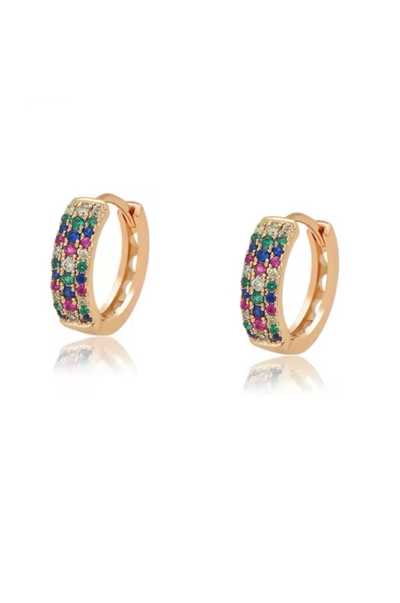 Multicolor pave zirconia hoops