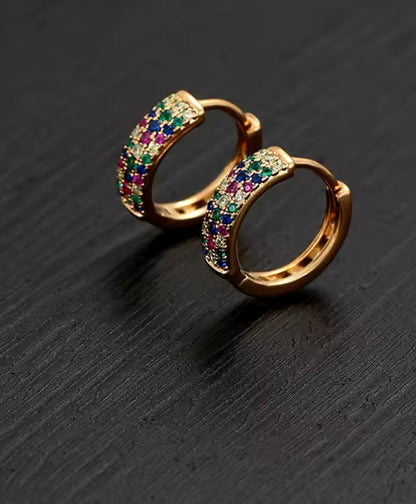 Multicolor pave zirconia hoops