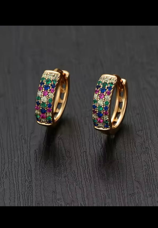 Multicolor pave zirconia hoops