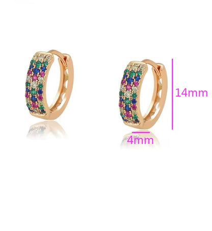 Multicolor pave zirconia hoops