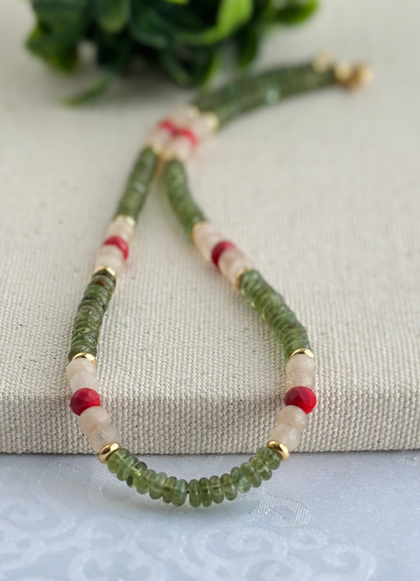 Haylli Necklace - Green garnet necklace