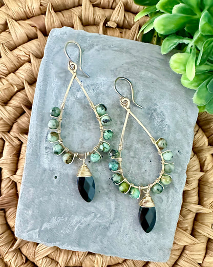 Onyx Marquise Earrings