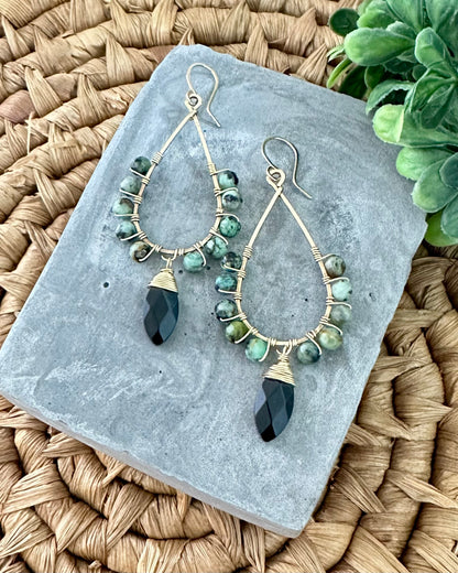 Onyx Marquise Earrings