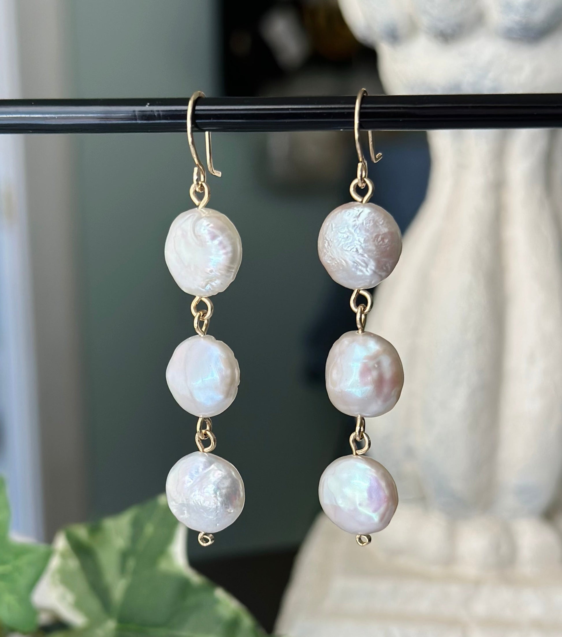 Dainty AA+ freshwater pearl coin earrings and 14k gold filled