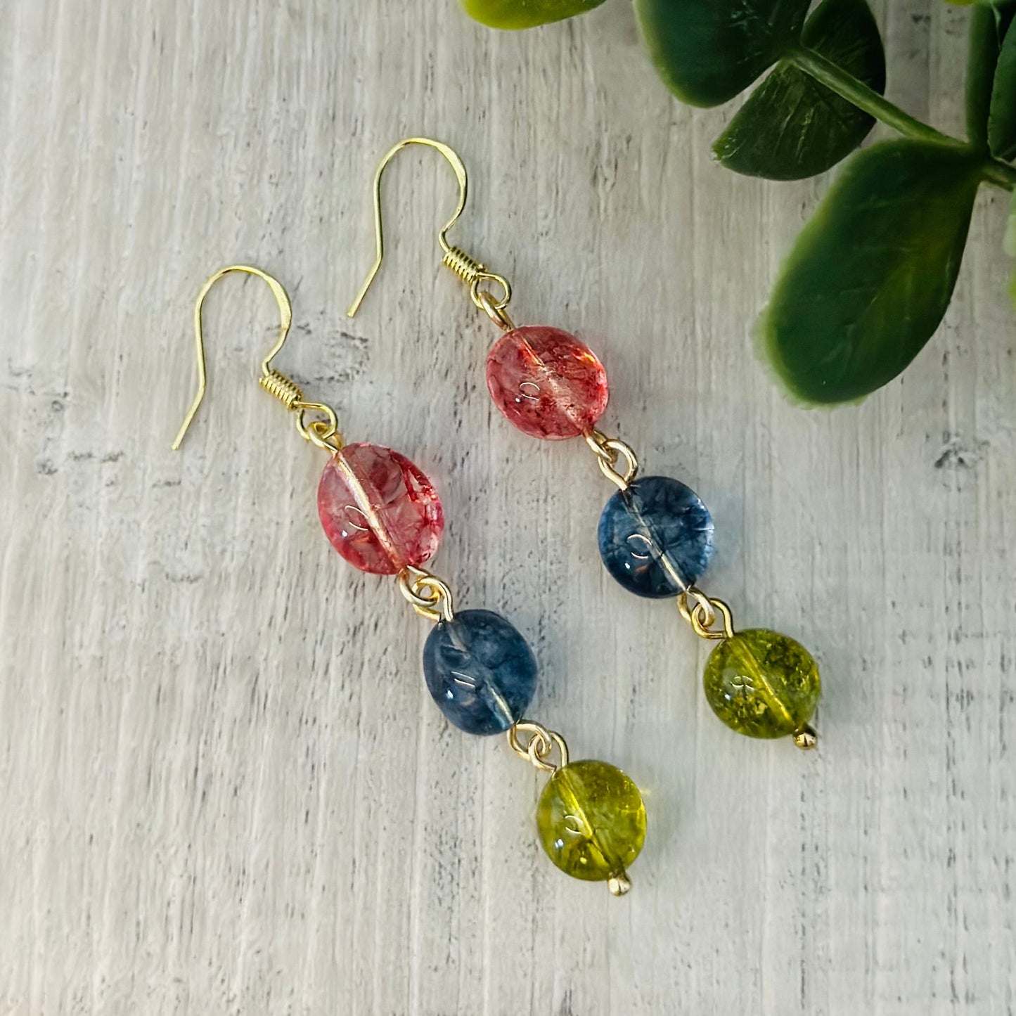 Beautiful Tourmalinated Earrings, vibrant colors perfect for wear every day.