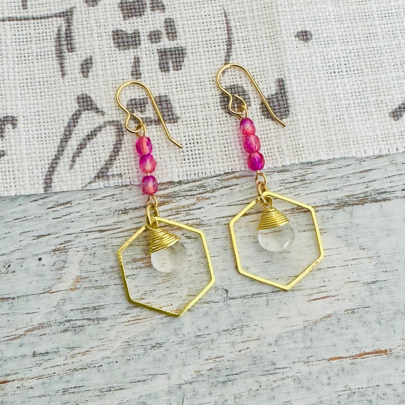 Boho style Earrings, Pink earrings barbie color earrings