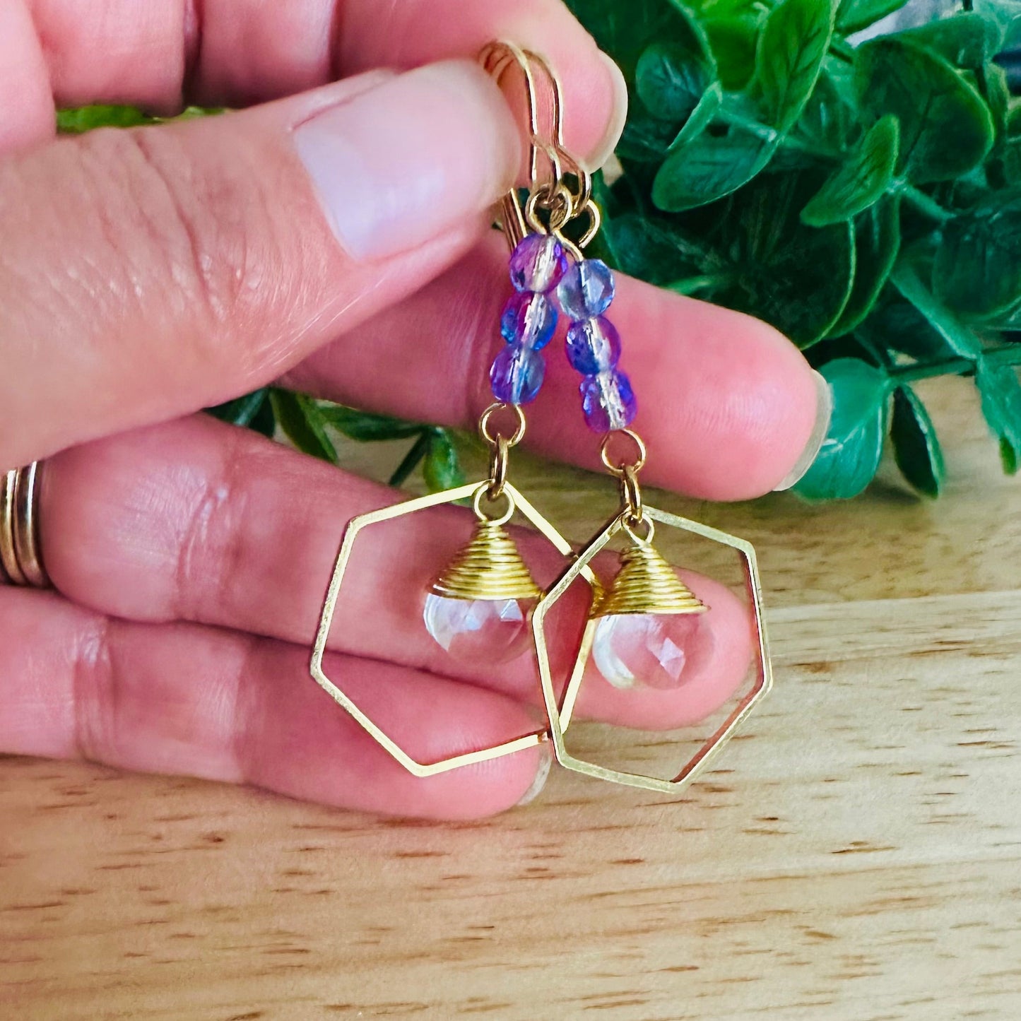 These Boho-chic Earrings are a must-have fashion accessory. Crafted with Czech Glass Fuchsia Fire Polished and sophisticated crystal quartz teardrop, they lend a hint of luxury and sparkle to any look.