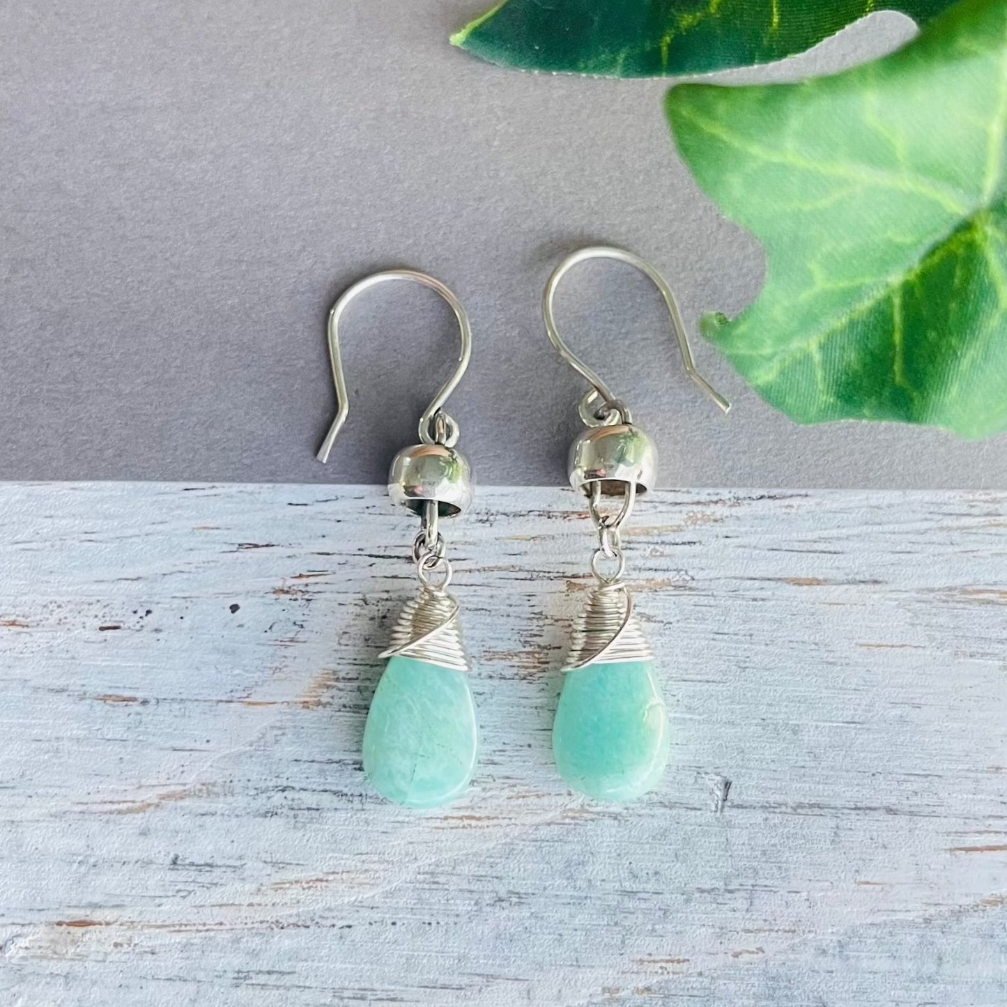 Wear these stunning earrings for a fresh and elegant look.  Amazonite Teardrop  925 Sterling Silver metals and French ear hook