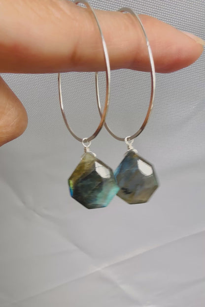 Labradorite diamond pear Earrings