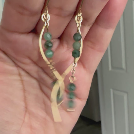 African Emerald faceted  14K gold filled ear hook Hammered 14k gold filled wire, 2 3/4 inches length. The premium materials make these earrings durable and long-lasting, so you can be sure they're always looking their very best. 