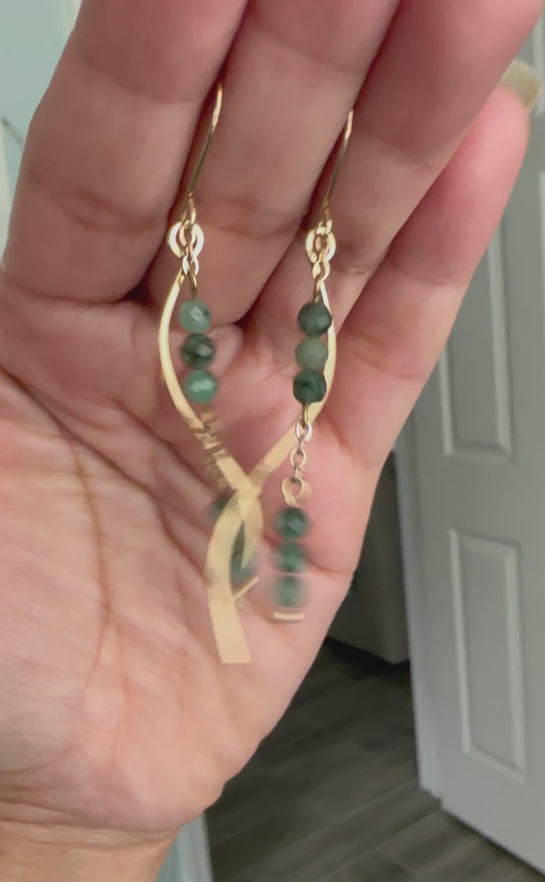 African Emerald faceted  14K gold filled ear hook Hammered 14k gold filled wire, 2 3/4 inches length. The premium materials make these earrings durable and long-lasting, so you can be sure they're always looking their very best. 